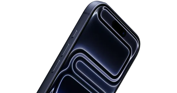 iPhone 17 Pro, przód, Dynamic Island w górnej części urządzenia, przycisk czynności, przyciski głośności