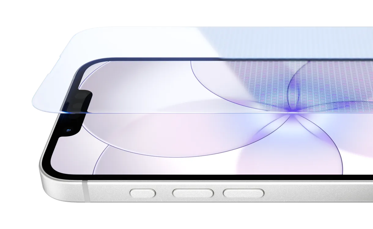 iPhone 17e, przód obudowy z warstwą Ceramic Shield 2, bok obudowy, kolor biały, przyciski głośności i czynności