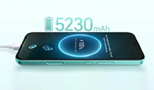Smartfon z postępem ładowania na ekranie i napisem 5230 mAh