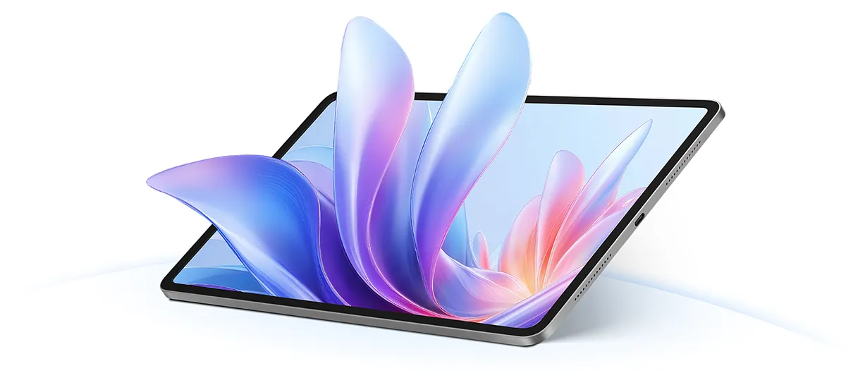 Smukły tablet HONOR ustawiony pod kątem, prezentujący nowoczesny design.
