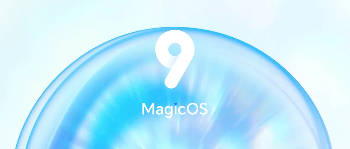 Grafika z logo MagicOS 9.0 na niebieskim, gradientowym tle.