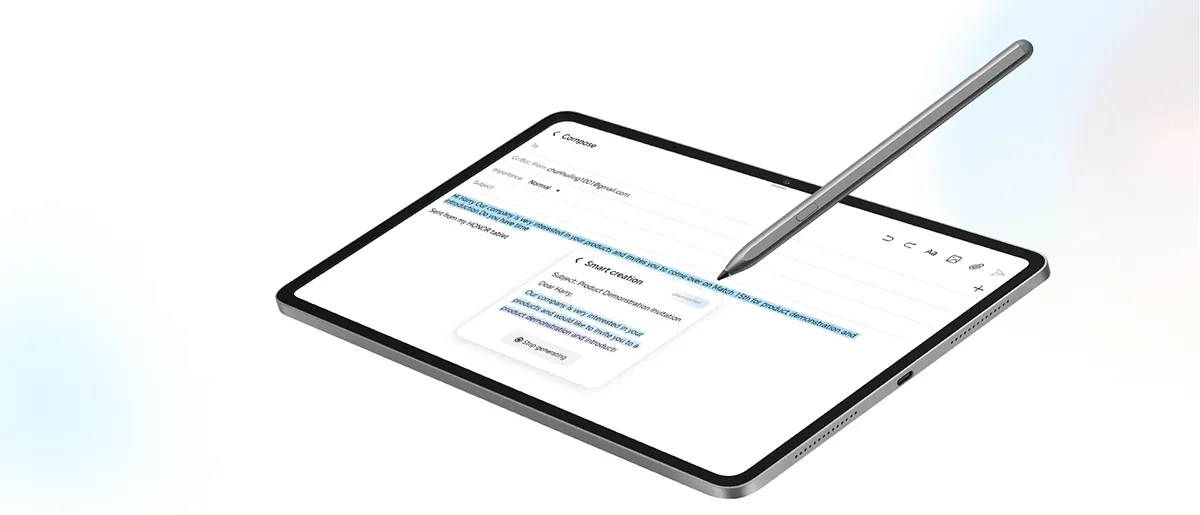Tablet z rysikiem, ekran z notatkami i formularzem do edycji.