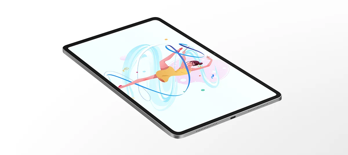 Tablet z widoczną wizualizacją obwodów i elementów technologicznych na ekranie.
