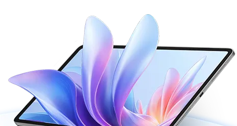Tablet HONOR z ekranem 2.5K wyświetlający kolorową grafikę kwiatu na jasnym tle.