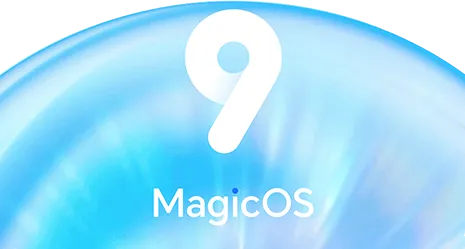 Logo MagicOS 9.0 na niebieskim tle, system operacyjny tabletu HONOR.