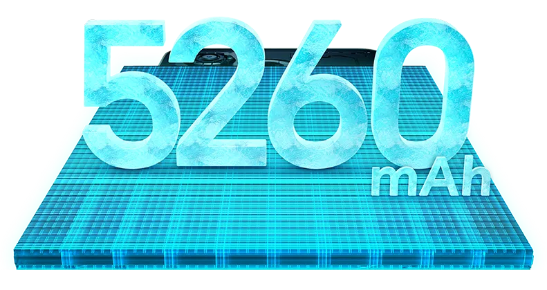 Ikona baterii z napisem 5260 mAh, informująca o dużej pojemności i długiej żywotności baterii