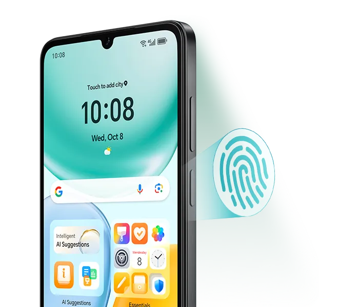 smartfon z widocznym z boku czytnikiem linii papilarnych