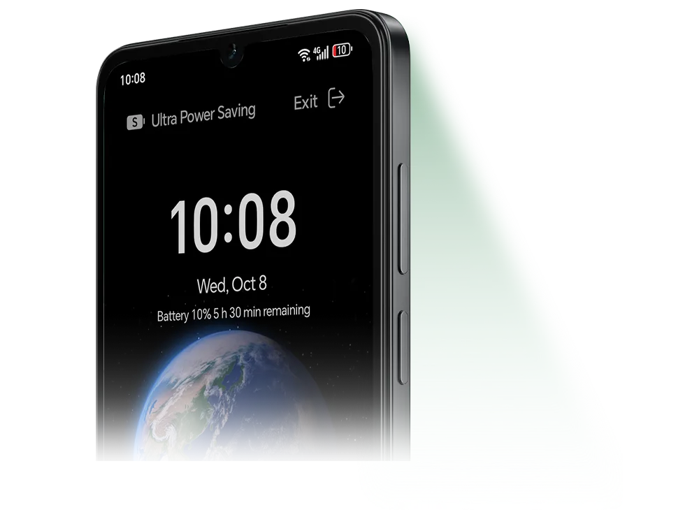 Telefon na tle informacji o oszczędzaniu energii