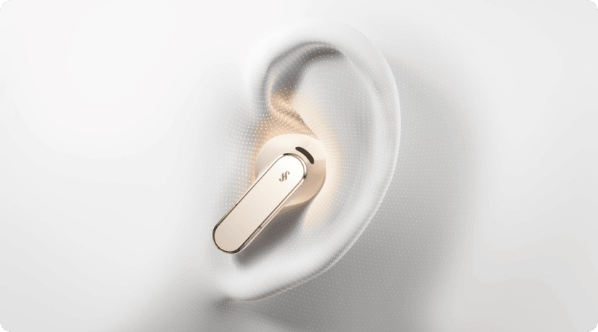 Słuchawka Huawei FreeBuds Pro 5 w uchu, pokazane wygodne i pewne dopasowanie