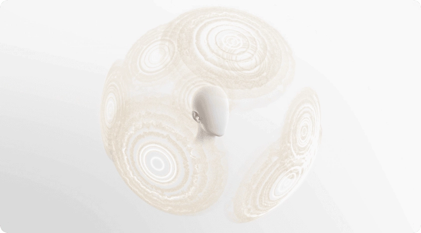 Ilustracja dźwięku przestrzennego wokół słuchawki Huawei FreeBuds Pro 5