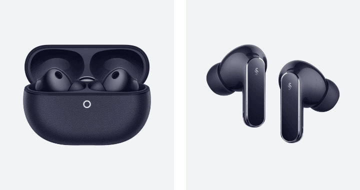 Niebieskie etui ładujące z słuchawkami, obok para słuchawek Huawei FreeBuds Pro 5