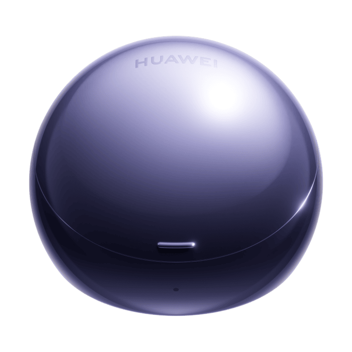 Niebieska obudowa słuchawek HUAWEI FreeClips 2 S w lśniącym wykończeniu.