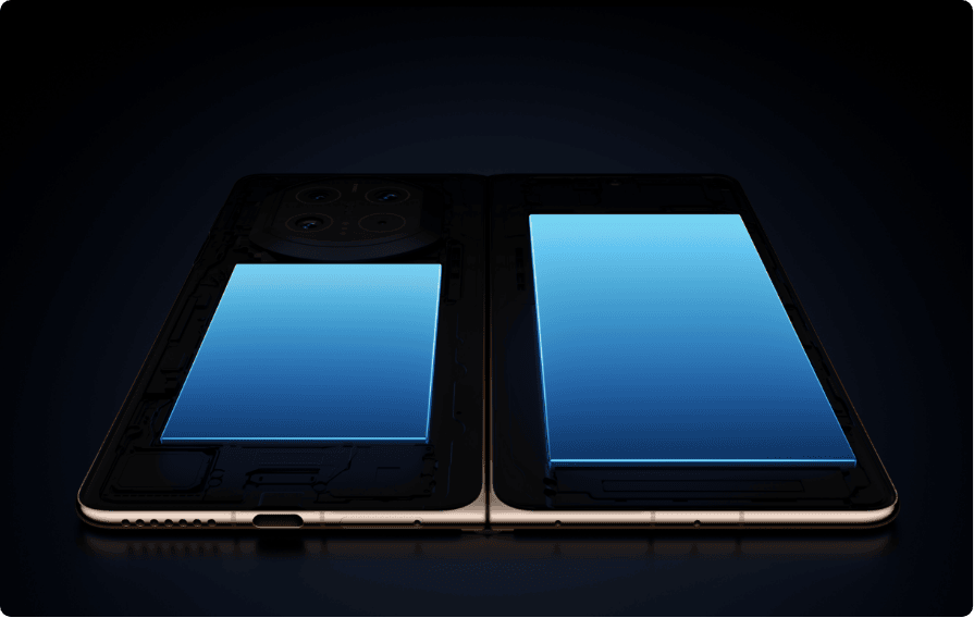 Telefon Huawei z niebieskimi prostokątami przedstawiające baterie