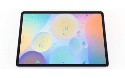 Tablet leżący kolorowym ekranem do góry