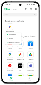 Ekran smartfona wyświetla ikony wielu różnych aplikacji z grupy „google”