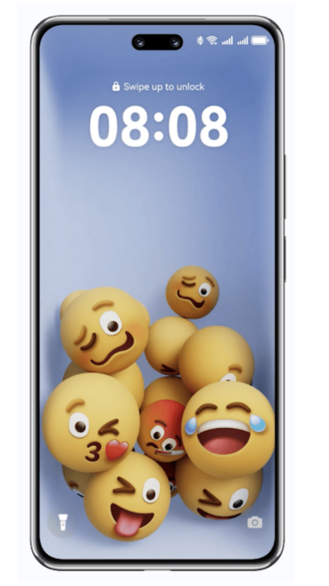 Różne emotikony na ekranie smartfona Huawei