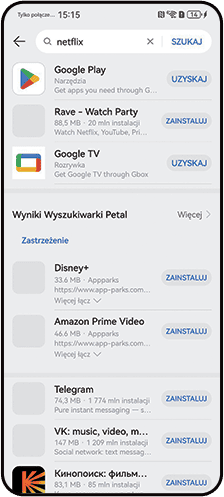 Lista ikon programów i aplikacji na ekranie smartfona