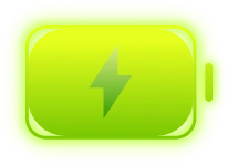 Jaskrawozielony piktogram baterii