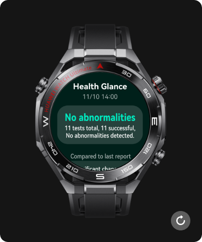 Smartwatch HUAWEI w czarno-srebrnej kopercie prezentujący ekran monitorowania zdrowia
