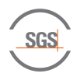 Logo SGS w szarej ramce koła, z pomarańczowym akcentem.