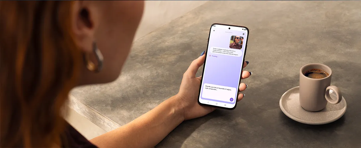 ekran smartfonu z widoczną aplikacją AI