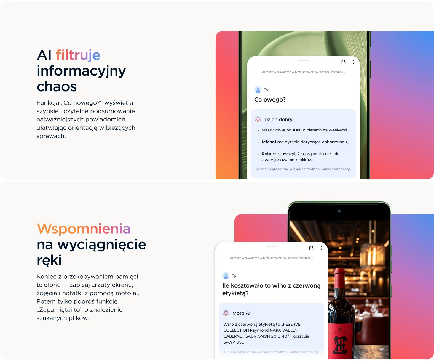 AI filtruje informacyjny chaos dzięki funkcji 'Co nowego', funkcja 'Zapamiętaj to' pozwala na szybkie znalezienie plików
