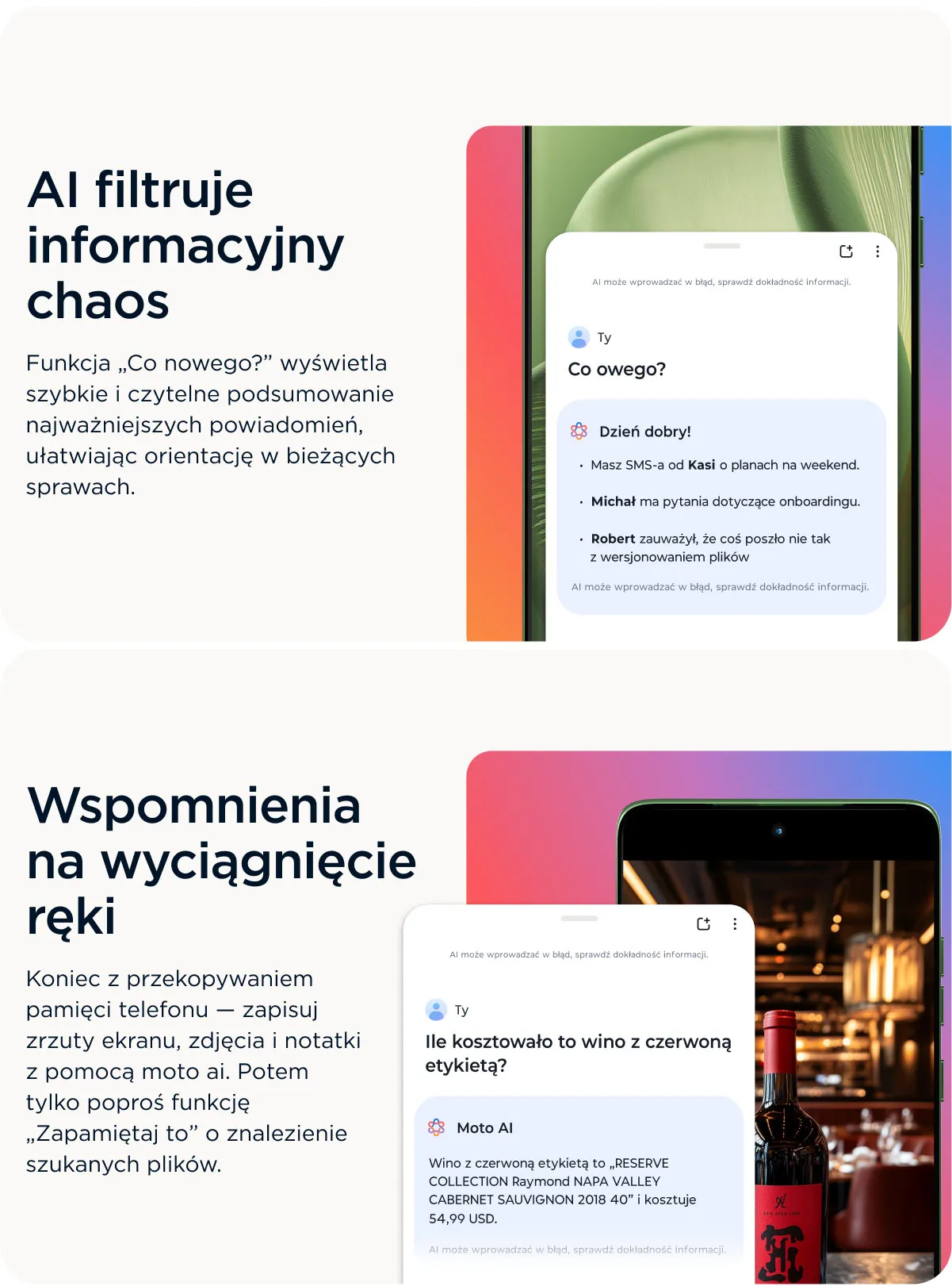 AI filtruje informacyjny chaos dzięki funkcji 'Co nowego', funkcja 'Zapamiętaj to' pozwala na szybkie znalezienie plików