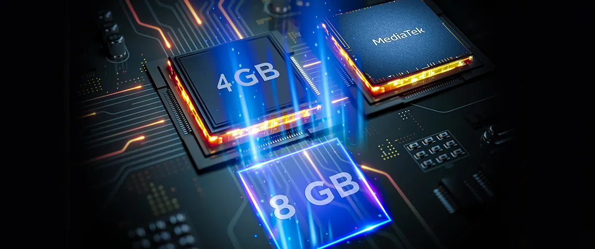 Grafika z procesorem MediaTek i modułami pamięci RAM 4 GB oraz 8 GB w smartfonie Motorola moto g06 POWER