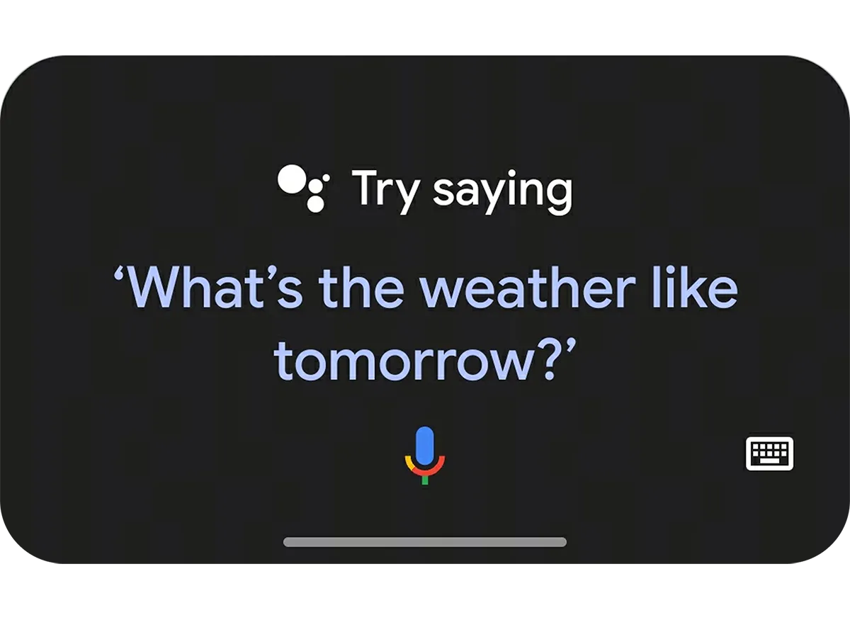 Ekran smartfona z asystentem Google AI i komendą głosową.