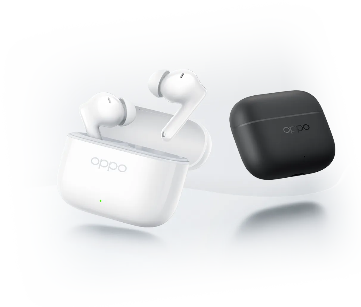 Słuchawki bezprzewodowe OPPO Enco Buds3 Pro w białym i czarnym etui,