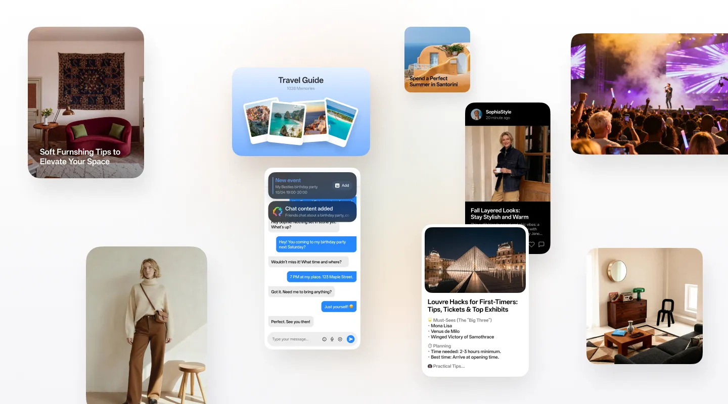 Smartfon trzymany w dłoni wyświetlający aplikacje podróżnicze, czat i treści lifestyle