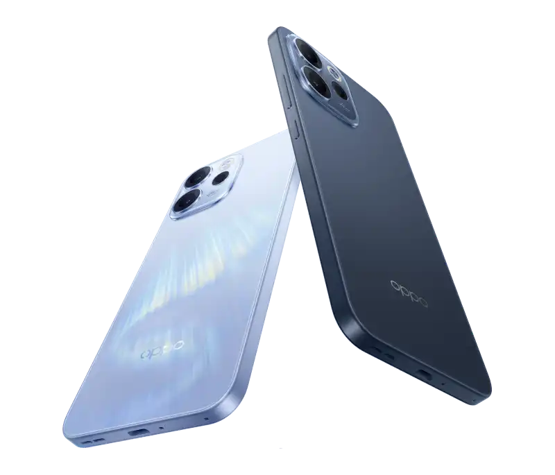 Smartfony OPPO Reno15 F 5G w&nbsp;kolorze białym i&nbsp;granatowym