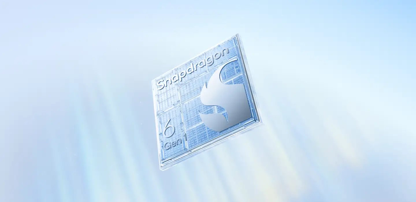 Chip snapdragon unoszący się na błękitnym tle