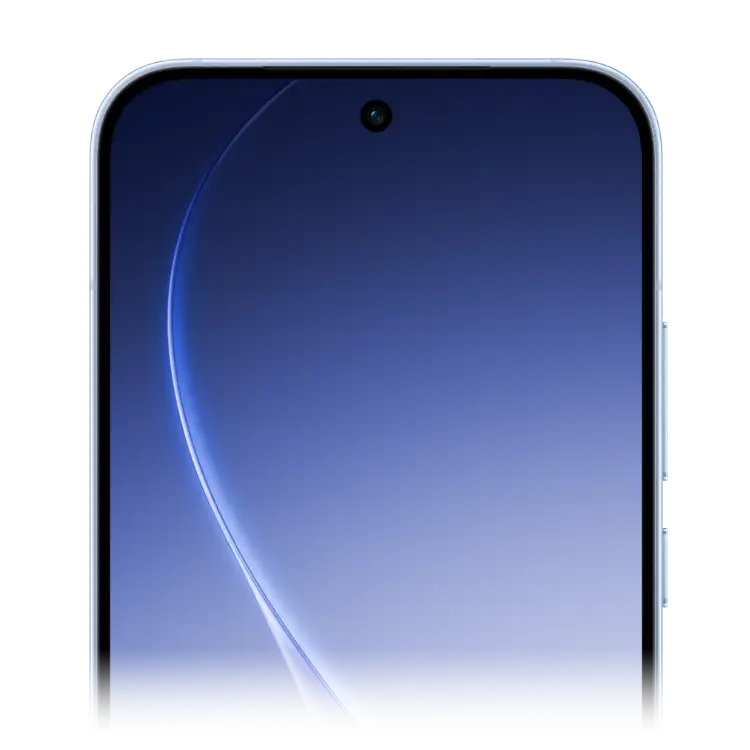 Górna część OPPO Reno15 z ciemną tapetą na ekranie i widocznymi cienkimi ramkami wokół wyświetlacza