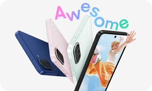Galaxy A27 5G w różnych kolorach na białym tle z napisem „Awesome” i dynamiczną grafiką promocyjną. Galaxy A27 5G w różnych kolorach na białym tle z napisem „Awesome” i dynamiczną grafiką promocyjną.