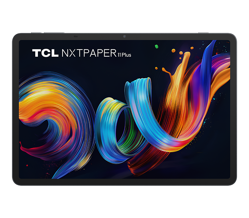Tablet TCL NXTPAPER 11 Plus widok z przodu, z kolorowym ekranem