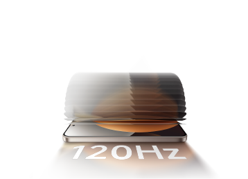 Kolorowy ekran smartfona z napisem 120 Hz