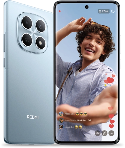 smartfon Xiaomi Note 15 z uśmiechniętym chłopakiem na wyświetlaczu