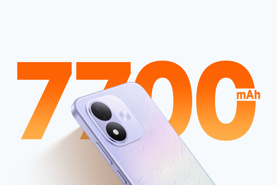 REDMI Note 17 5G w fioletowej obudowie z informacją o baterii o pojemności 7700 mAh