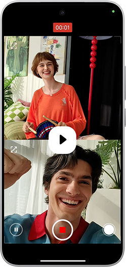 Rozmowa wideo na ekranie smartfona REDMI z widokiem dwóch rozmówców