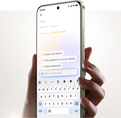 Trzymany w dłoni Note 17 Pro Max 5G z funkcją tworzenia treści za pomocą AI