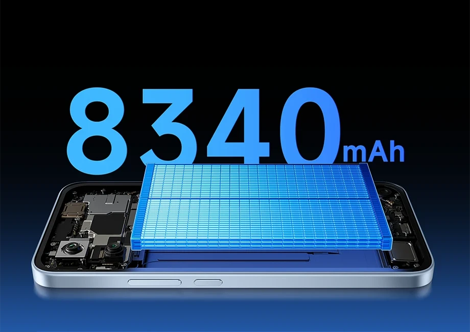 Wnętrze smartfona z dużą baterią o pojemności 8340 mAh
