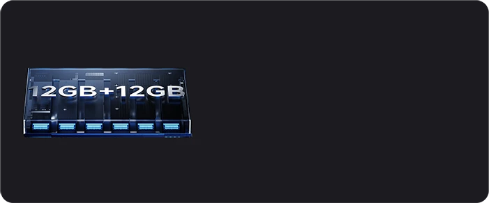 Grafika prezentująca 12 GB pamięci RAM z możliwością rozszerzenia o dodatkowe 12 GB