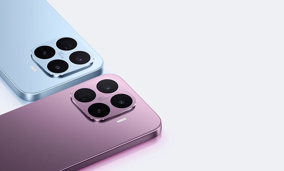 Smartfony Xiaomi w niebieskiej i fioletowej wersji kolorystycznej z potrójnym aparatem Leica