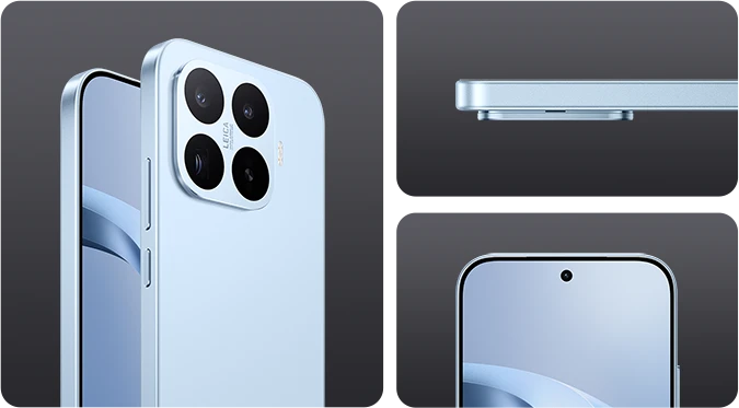 Niebieski smartfon Xiaomi z ekranem i modułem aparatów Leica