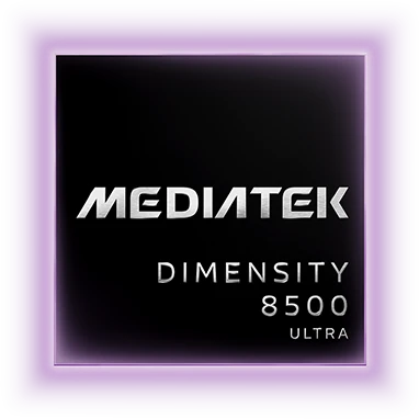 Układ MediaTek Dimensity 8500 Ultra na fioletowym tle