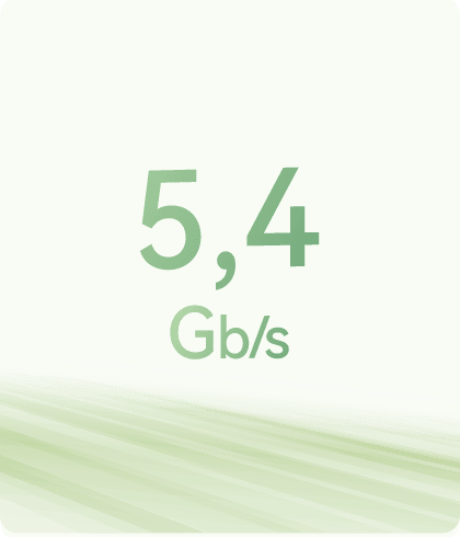 Grafika z informacją o prędkości modemu 5G do 5,4 Gb/s