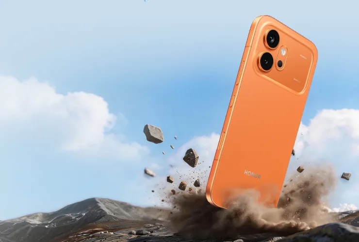 Pomarańczowy smartfon odporny na wodę i kurz