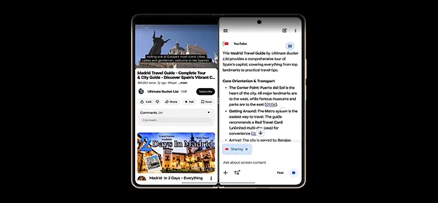 Składany smartfon z otwartym ekranem obok wyświetlanych dokumentów.