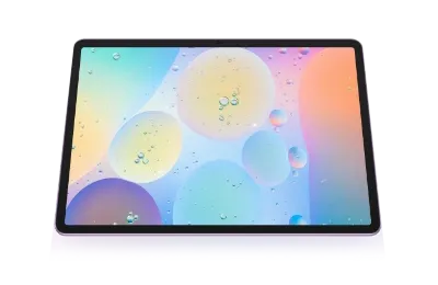 Tablet leżący kolorowym ekranem do góry